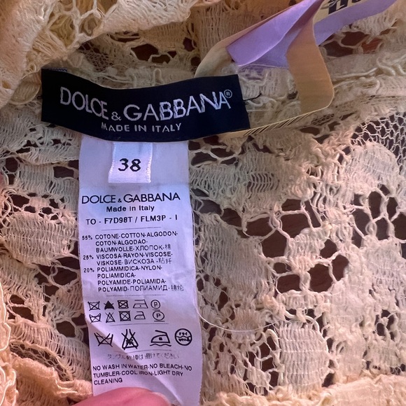 Dolce & Gabbana Yellow Lace Scallop Detail Sleeveless Blouse Sz 38/XS - Picture 8 of 8